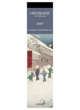 Hiroshige 2027 calendar and bookmark with Japanese art design on a white background