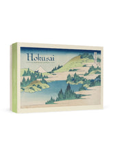 Box of Hokusai landscapes with a scenic illustration on a white background