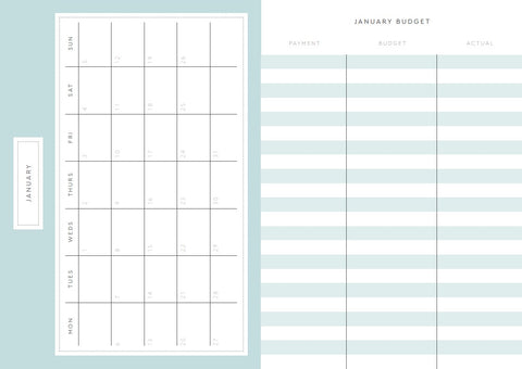 Ohh Deer A5 Large Diary 2025 - Scalloped Marble monthly budget pages