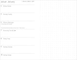 Calendar view of January with days of the week labeled