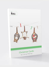 Pack of Christmas cards with hanging reindeer design on a white background
