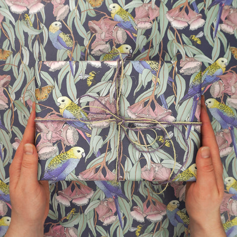 Earth Greetings Wrapping Paper - Rosellas Amongst the Mallee