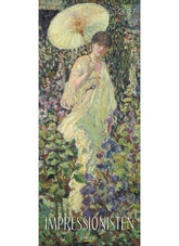 Calendar cover with an impressionist painting of a woman holding a parasol, featuring the brand 'Impressionisten'.