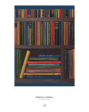 Bookshelf with books of various colors on a white background