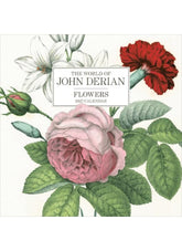 Floral design with 'The World of John Derian' branding on a white background