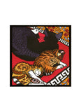 A square art print featuring three stylized cats in a bold, graphic design with a black border, set against a plain white background.