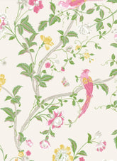 Floral and bird pattern on a white background