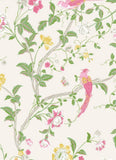 Floral and bird pattern on a white background