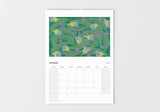 Calendar with a floral design on a white background