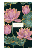 Agenda 2027 diary with purple lotus flowers on a dark green background
