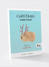 Christmas card pack with a hedgehog illustration on a light blue background