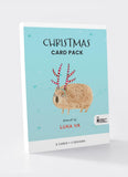 Christmas card pack with a hedgehog illustration on a light blue background