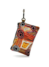 A small canvas purse produced by Better World Arts and based on artwork by Mary Napangardi Brown.