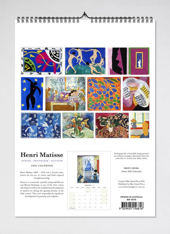 Henri Matisse Wall Calendar 2025 - back