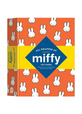 Box of miffy gift cards with orange background and white bunny pattern