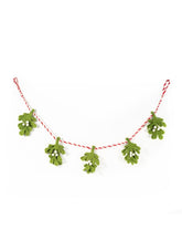 Green felt mistletoe hanging on a string