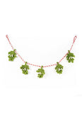 Green felt mistletoe hanging on a string
