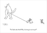 New Yorker Card - A cat pulling a mouse in a car.