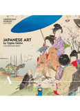 Calendar cover featuring Japanese art with people in traditional attire and a blue umbrella.