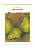 Calendar cover featuring a painting of three green pears by Paul Cézanne with the year 2027.