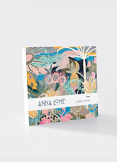 Card pack with words Anna Lohe Card Pack and a bright abstract image in pinks and blues.