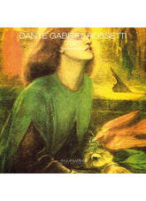 Artistic depiction of a woman in a green dress with a blurred background, featuring the name Dante Gabriel Rossetti.
