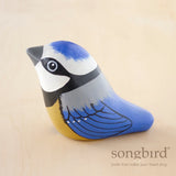 Songbird Blue Tit Paperweight. Blue and yellow bird.