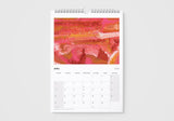 Calendar with a colorful abstract design on a white background