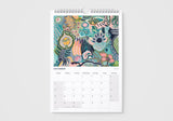 Calendar with a colorful floral design on a white background