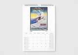 Calendar with a vintage-style poster for Kosciusko National Park on a white background