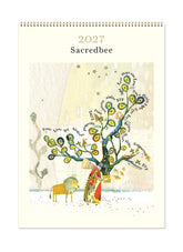 2027 Sacredbee calendar with artistic design of a tree and figures.