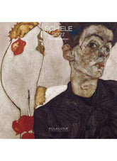 Schiele 2027 calendar cover with artistic depiction of a figure and flowers.