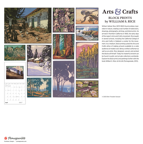 Pomegranate Arts and Crafts Block Prints by WIlliam S Rice 2026 wall calendar