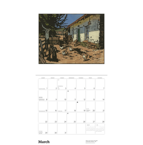Pomegranate Arts and Crafts Block Prints by WIlliam S Rice 2026 wall calendar