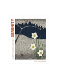 Calendar cover with floral design and 'Serenity' text on a white background