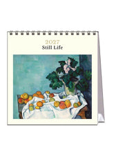 2027 still life themed calendar with a painting of fruits and flowers on a table.