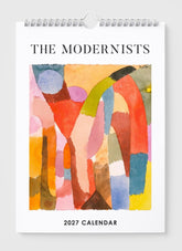 2027 calendar titled 'The Modernists' with abstract art design on a white background