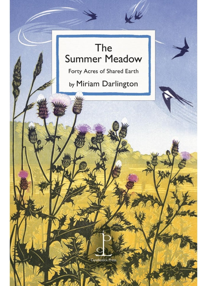 Book cover of 'The Summer Meadow' with illustrations of plants and birds.