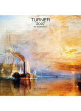 Turner 2027 calendar cover with painting of ships on water and sunset.