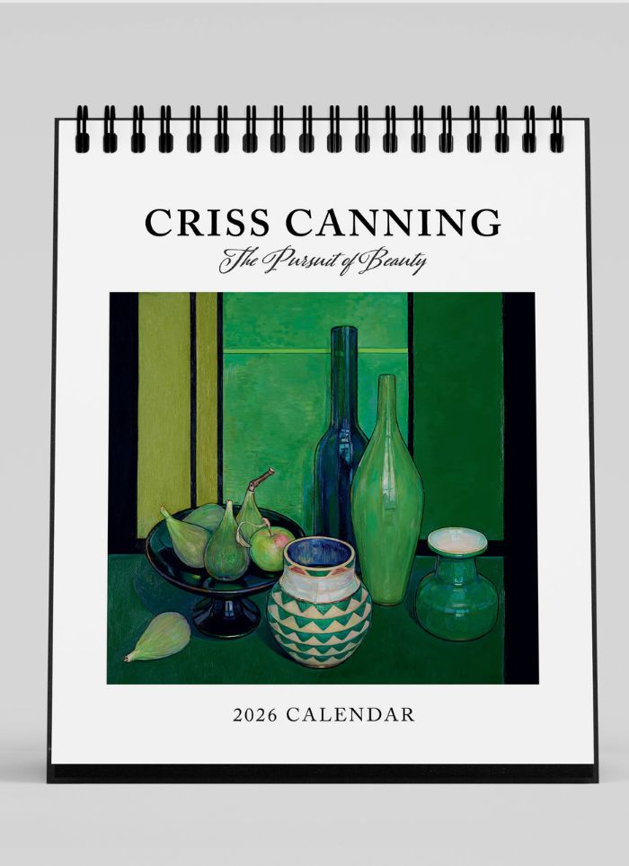 Criss Canning Desk Calendar 2026 front cover with a still life painting