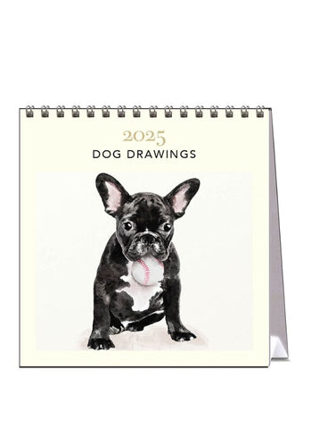 Dog Drawings Desk Calendar 2025