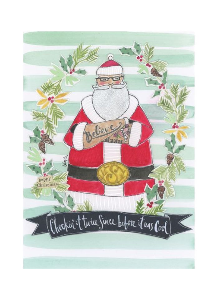 Curly Girl Christmas card - Checkin' it Twice