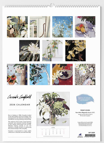Cressida Campbell Large Wall Calendar 2026 (format three) - back cover