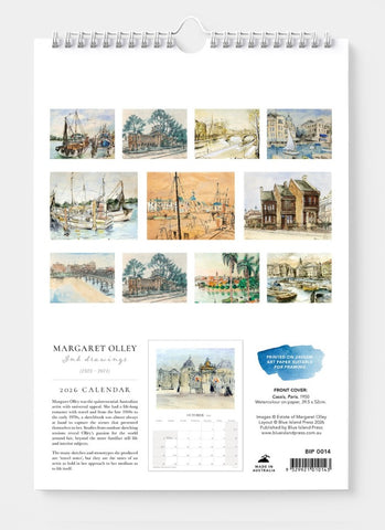 Margaret Olley Ink Sketches Wall Calendar 2026 - back