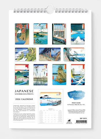 Japanese Woodblock Prints Wall Calendar 2026 - back