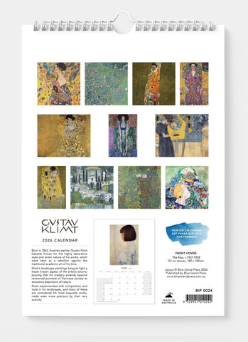 Gustav Klimt Wall Calendar 2026 - back
