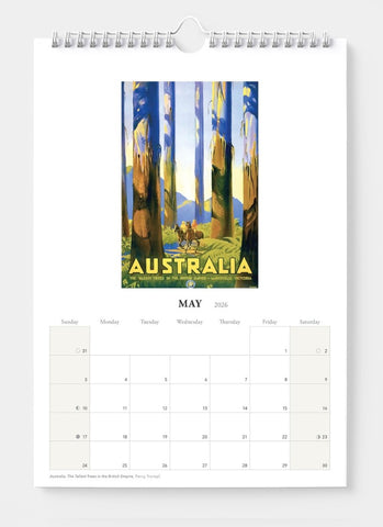 Vintage Travel Posters Wall Calendar 2026 - month