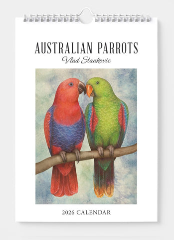Australian Parrots by Vlad Stankovic Wall Calendar 2026 - front