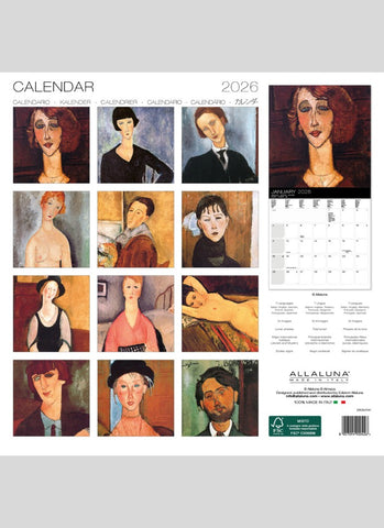 Modigliani - the Masterpieces Wall Calendar 2026 - back