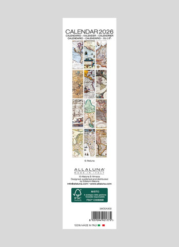 Antique Maps Bookmark Calendar 2026 - back